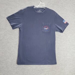 Vineyard Vines Men Shirt Small Blue USA American Flag Logo Graphic Crew Neck Tee